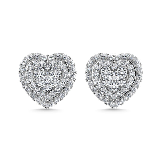 Diamond 5/8 Ct.Tw. Cluster Fashion Earrings in 14K White Gold Gold - Larson Jewelers