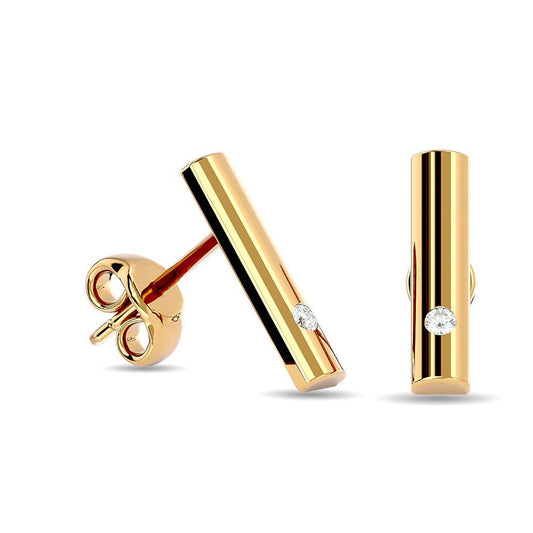 Diamond 1/20 ct tw Bar Earrings in 10K Yellow Gold - Larson Jewelers