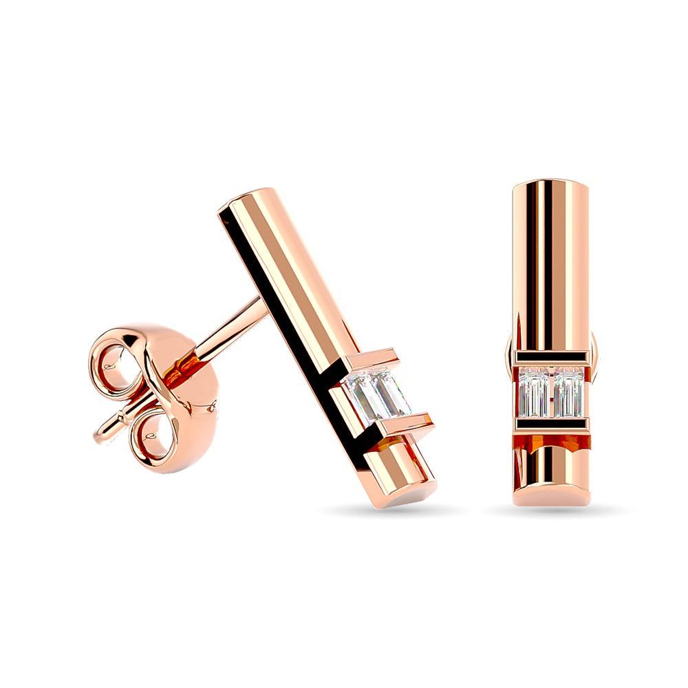 Diamond 1/20 ct tw Bar Earrings in 10K Rose Gold - Larson Jewelers