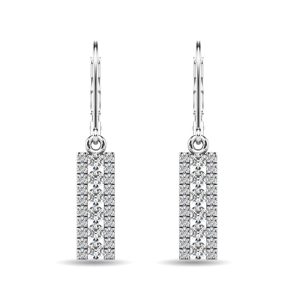 Diamond 1/2 ct tw Bar Earrings in 14K White Gold - Larson Jewelers