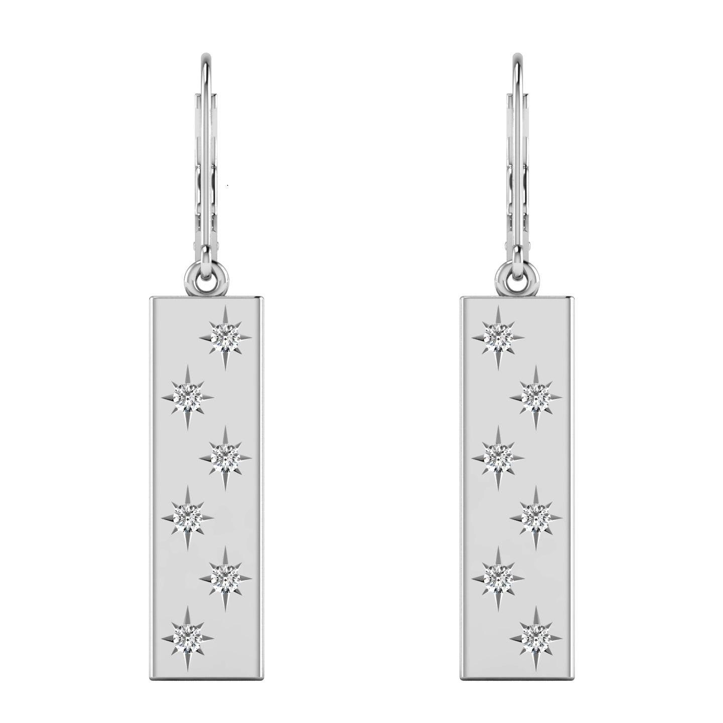 Diamond 1/5 ct tw Bar Earrings in 14K White Gold - Larson Jewelers