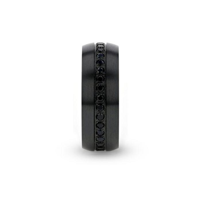 TALON Black Titanium Ring with Black Sapphires - 6mm - 8mm