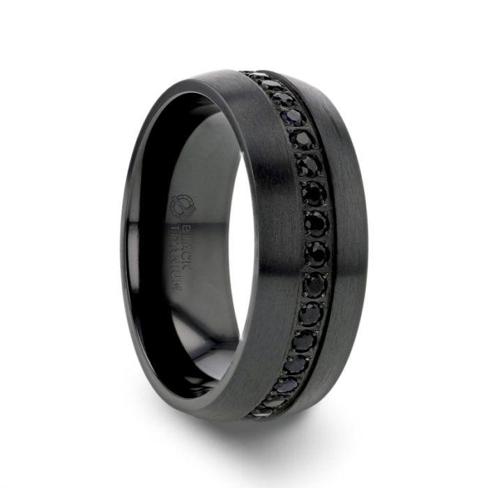 TALON Black Titanium Ring with Black Sapphires - 6mm - 8mm