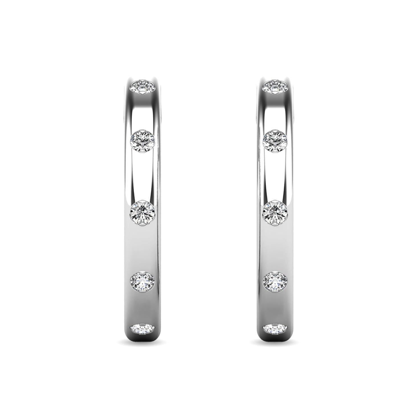 Diamond 1/10 ct tw Hoop Earrings in 10K White Gold - Larson Jewelers