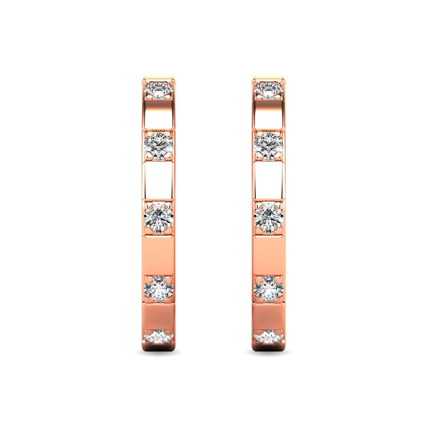 Diamond 1/10 ct tw Hoop Earrings in 10K Rose Gold - Larson Jewelers