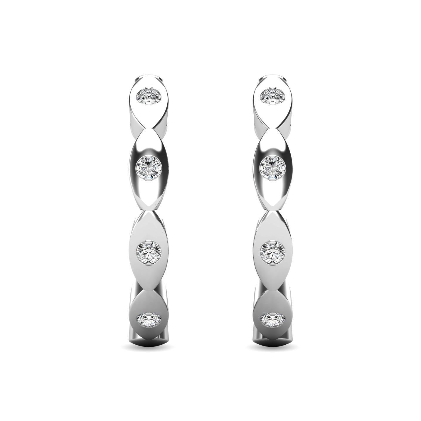 Diamond 1/10 ct tw Hoop Earrings in 10K White Gold - Larson Jewelers