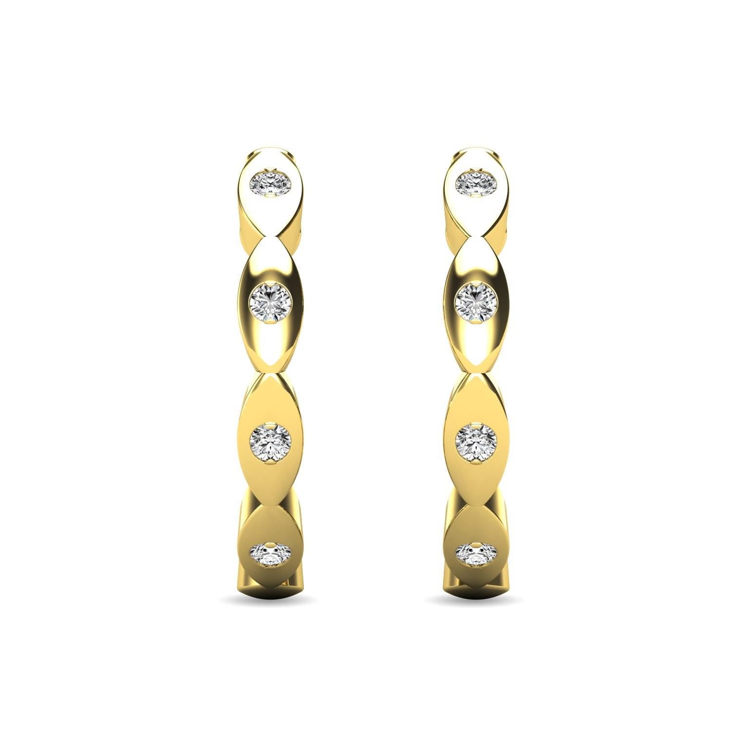 Diamond 1/10 ct tw Hoop Earrings in 10K Yellow Gold - Larson Jewelers
