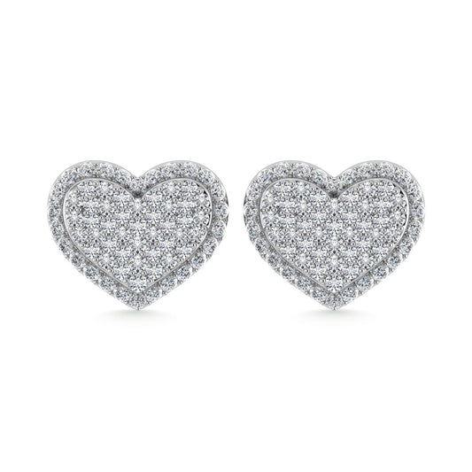 Diamond 1 Ct.Tw. Heart Earrings in 10K White Gold - Larson Jewelers
