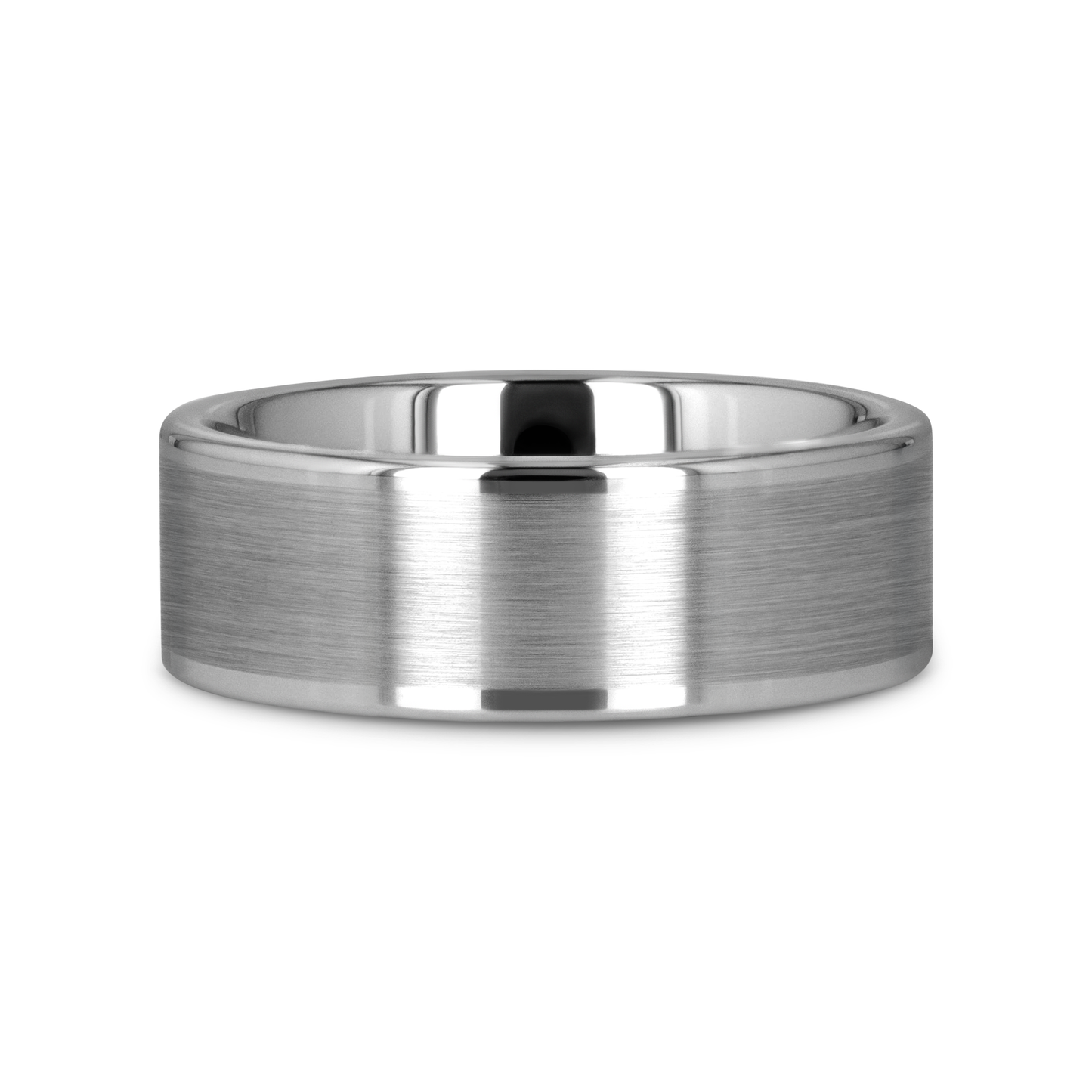 AIRES Flat Brush Finish Center Polished Edges Tungsten Carbide Ring - 4mm - 10mm