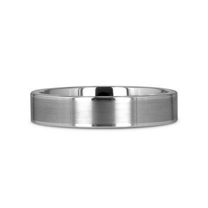 AIRES Flat Brush Finish Center Polished Edges Tungsten Carbide Ring - 4mm - 10mm