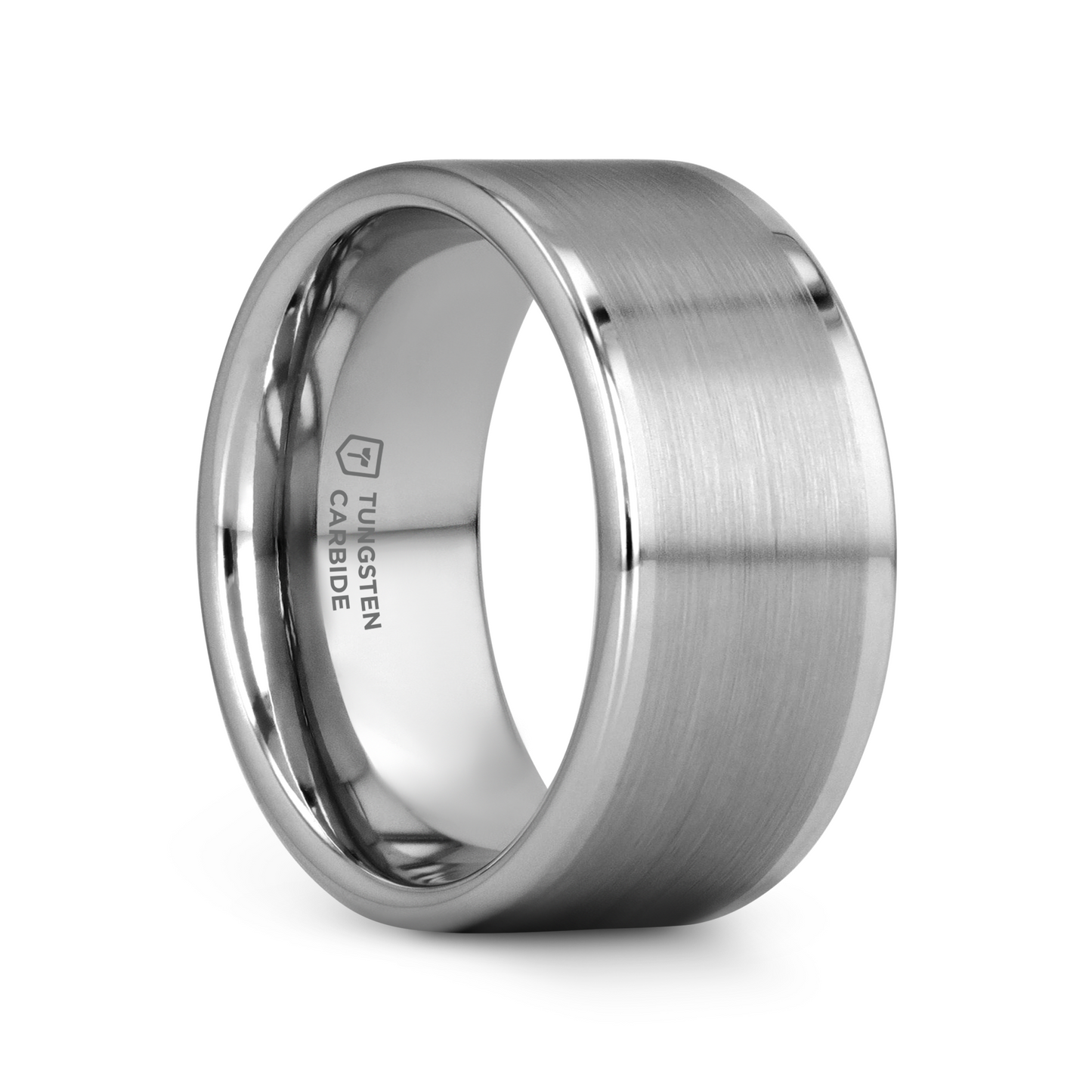 AIRES Flat Brush Finish Center Polished Edges Tungsten Carbide Ring - 4mm - 10mm