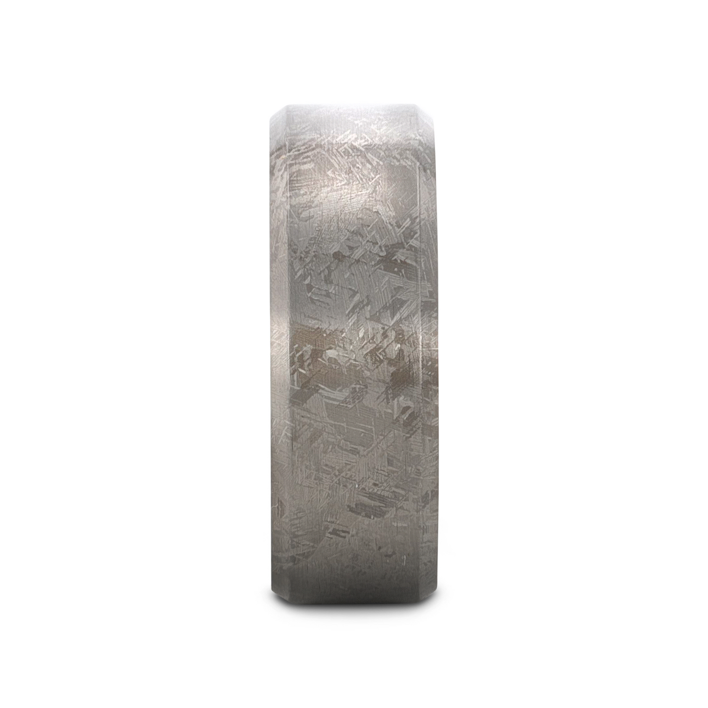 ASTRAIOS Flat Titanium Ring with Beveled Edges and Meteorite Pattern - 8mm