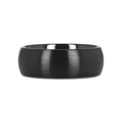 ATTOR Domed Brush Finished Black Ceramic Wedding Band - 8mm - 12mm