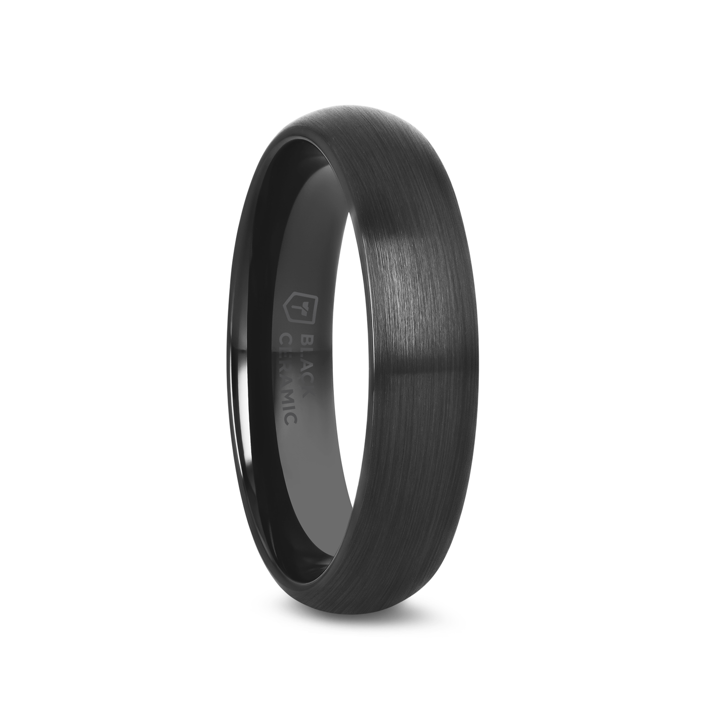 ATTOR Domed Brush Finished Black Ceramic Wedding Band - 2mm - 6mm