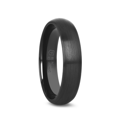 ATTOR Domed Brush Finished Black Ceramic Wedding Band - 2mm - 6mm