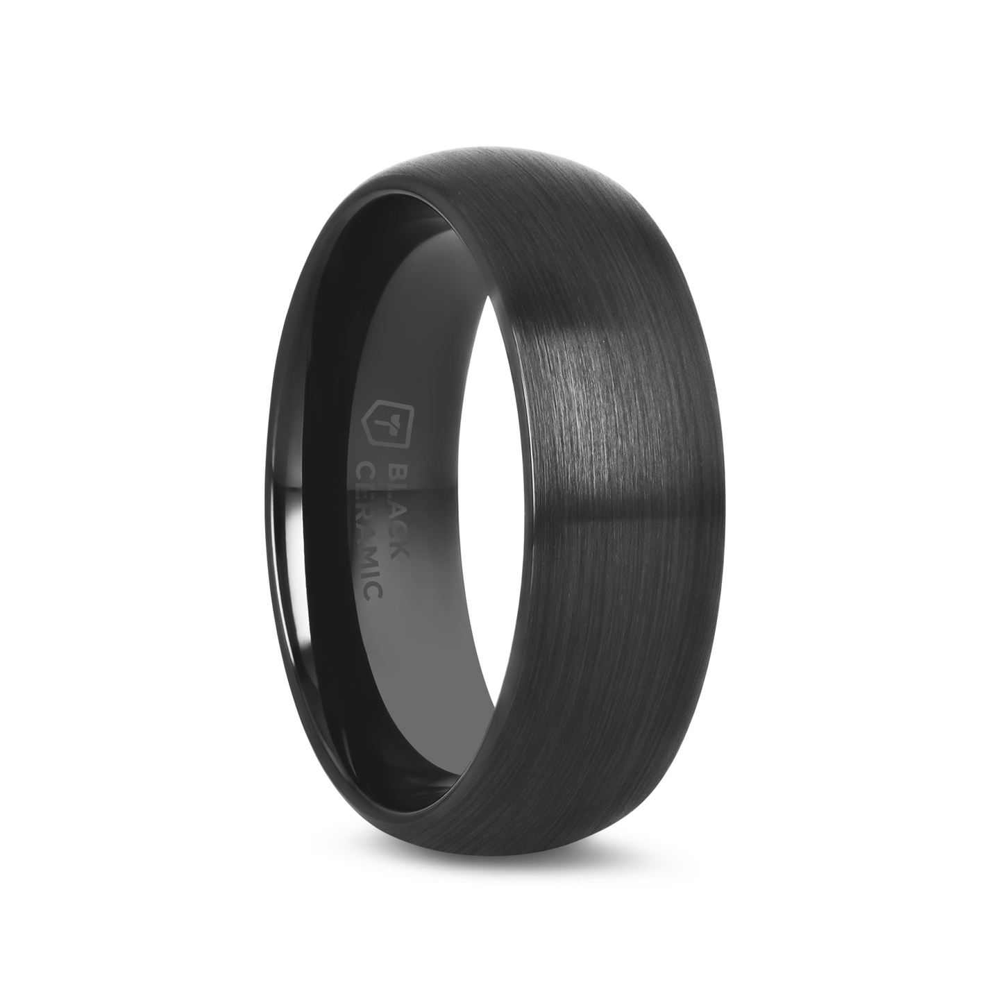 ATTOR Domed Brush Finished Black Ceramic Wedding Band - 2mm - 6mm