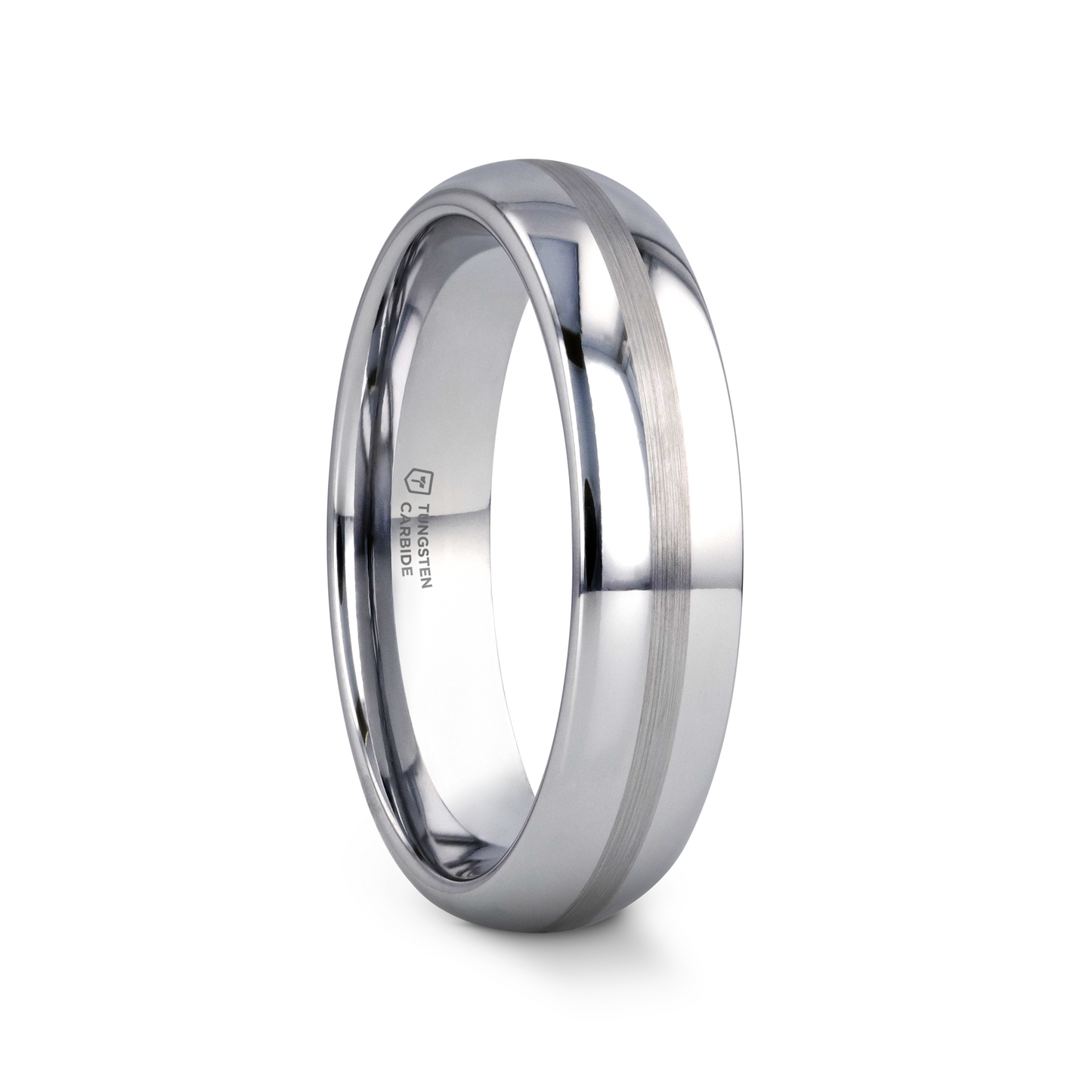 BELLATOR Domed with Brushed Stripe Tungsten Wedding Ring - 4mm - 7mm