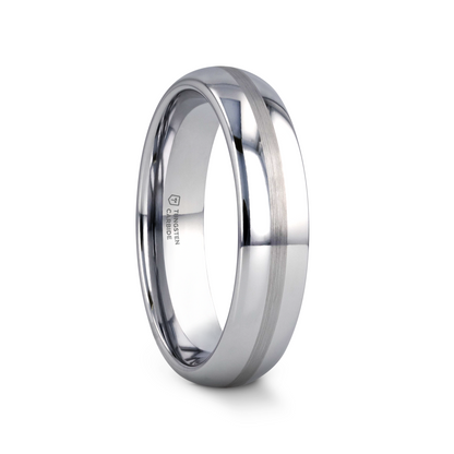 BELLATOR Domed with Brushed Stripe Tungsten Wedding Ring - 4mm - 7mm