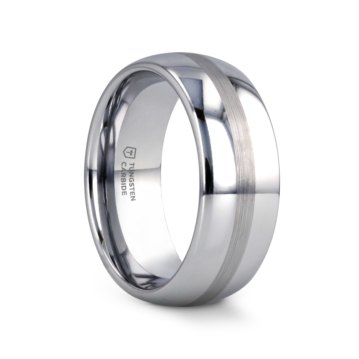 BELLATOR Domed with Brushed Stripe Tungsten Wedding Ring - 4mm - 7mm