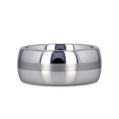 BELLATOR Domed with Brushed Stripe Tungsten Wedding Ring - 8mm - 12mm