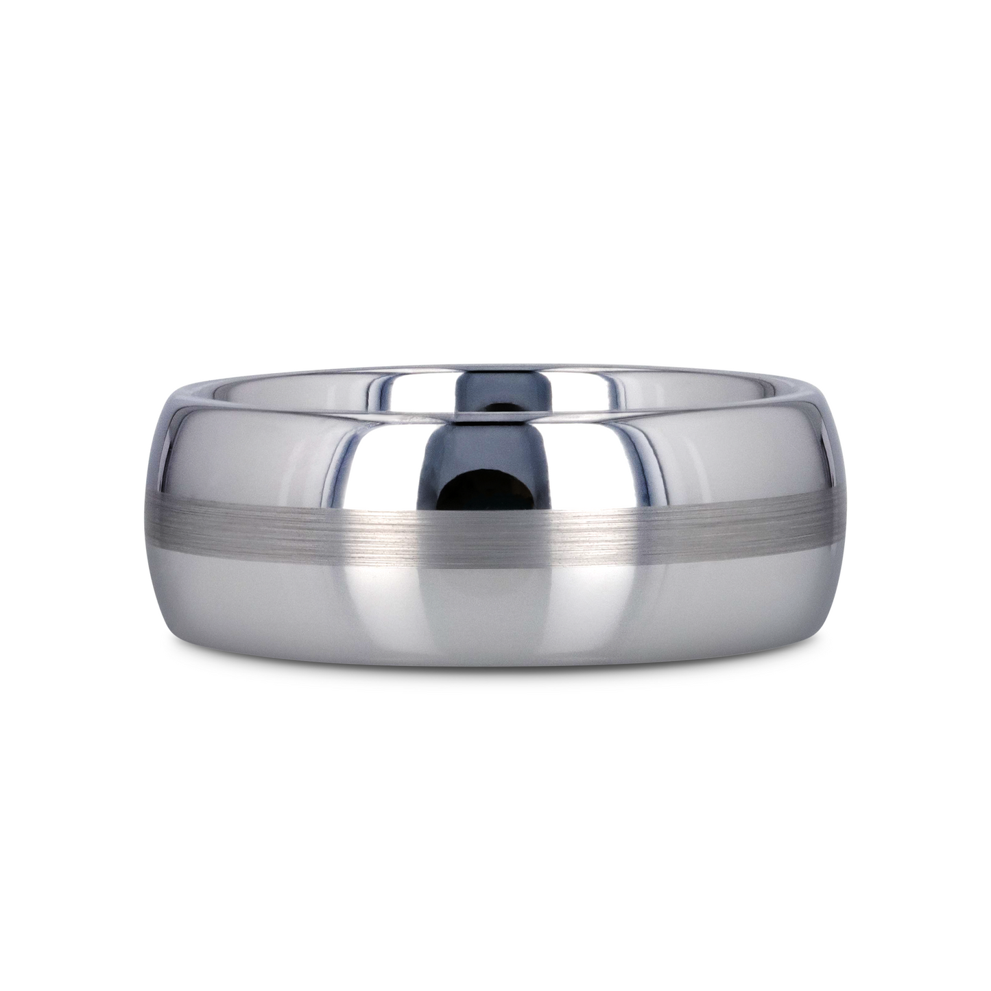 BELLATOR Domed with Brushed Stripe Tungsten Wedding Ring - 4mm - 7mm