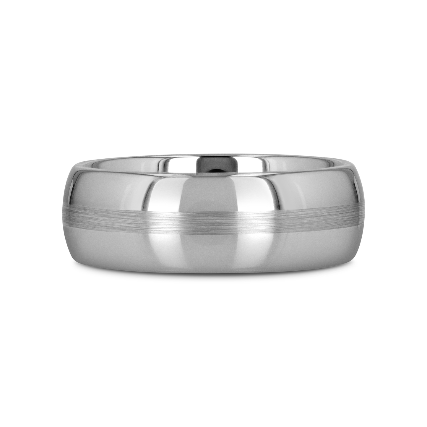BELLATOR Domed with Brushed Stripe Tungsten Wedding Ring - 8mm - 12mm