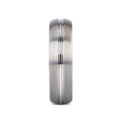 BOSS Tungsten Carbide Ring with Domed Center Groove and Brush Finish - 6mm & 8mm