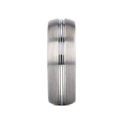 BOSS Tungsten Carbide Ring with Domed Center Groove and Brush Finish - 6mm & 8mm