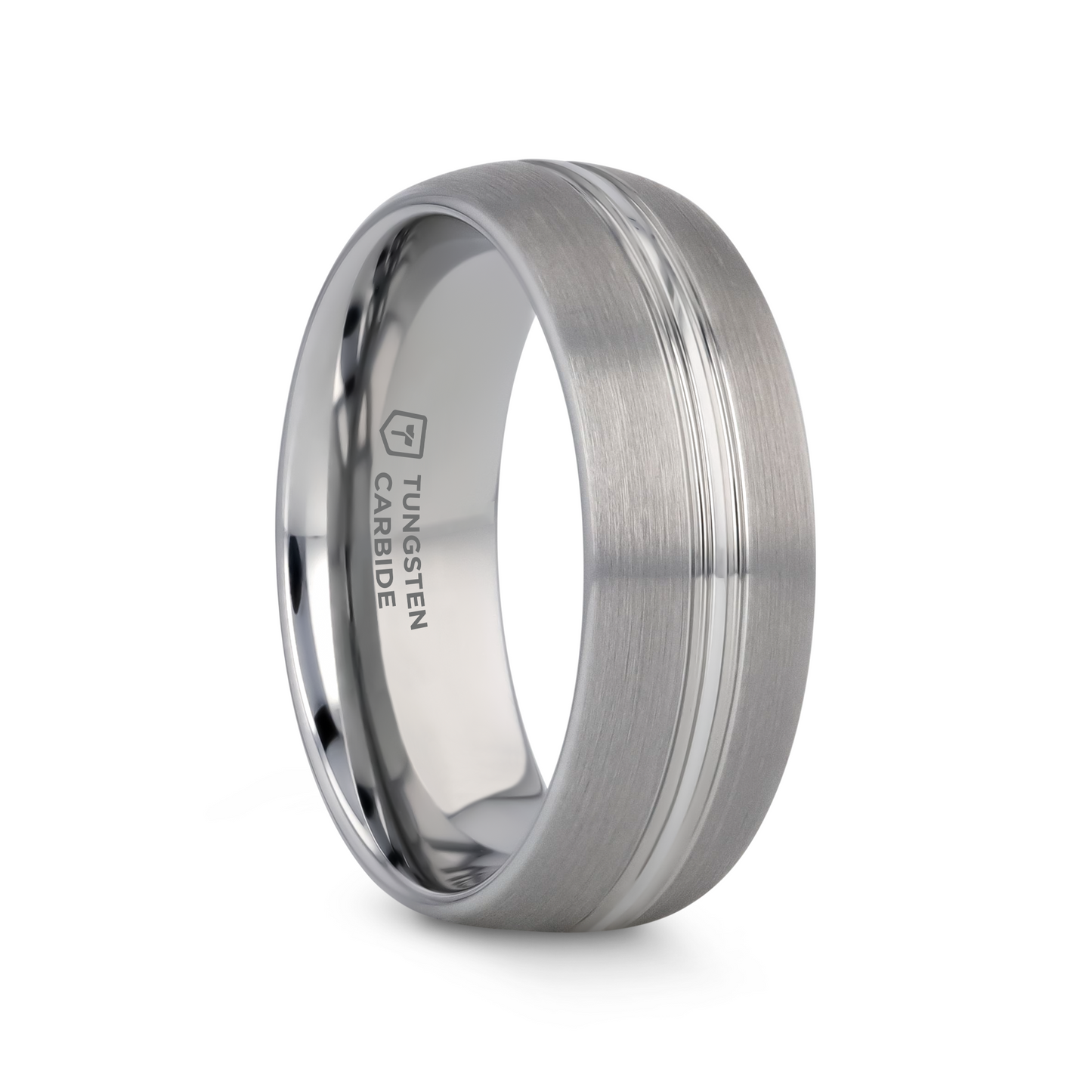 BOSS Tungsten Carbide Ring with Domed Center Groove and Brush Finish - 6mm & 8mm