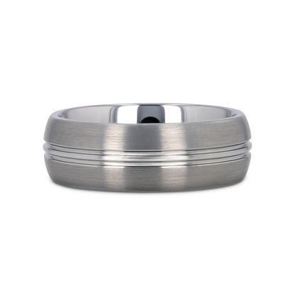 BOSS Tungsten Carbide Ring with Domed Center Groove and Brush Finish - 6mm & 8mm
