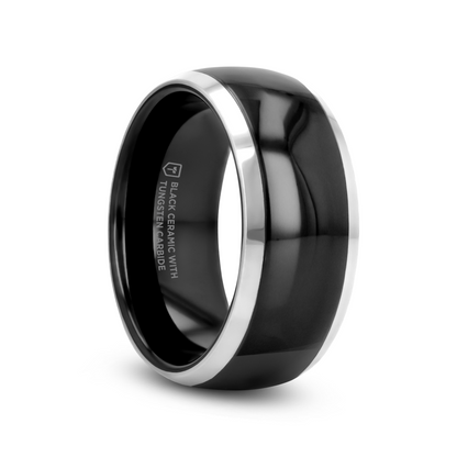 CARRERA Domed Black Ceramic and Tungsten Wedding Band - 6mm - 10mm