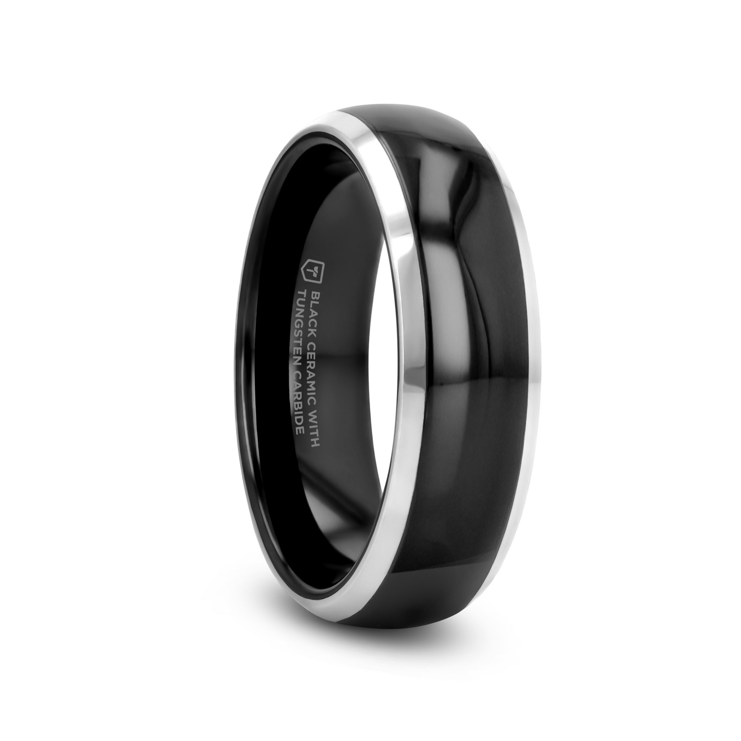 CARRERA Domed Black Ceramic and Tungsten Wedding Band - 6mm - 10mm