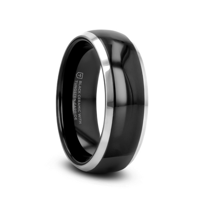 CARRERA Domed Black Ceramic and Tungsten Wedding Band - 6mm - 10mm