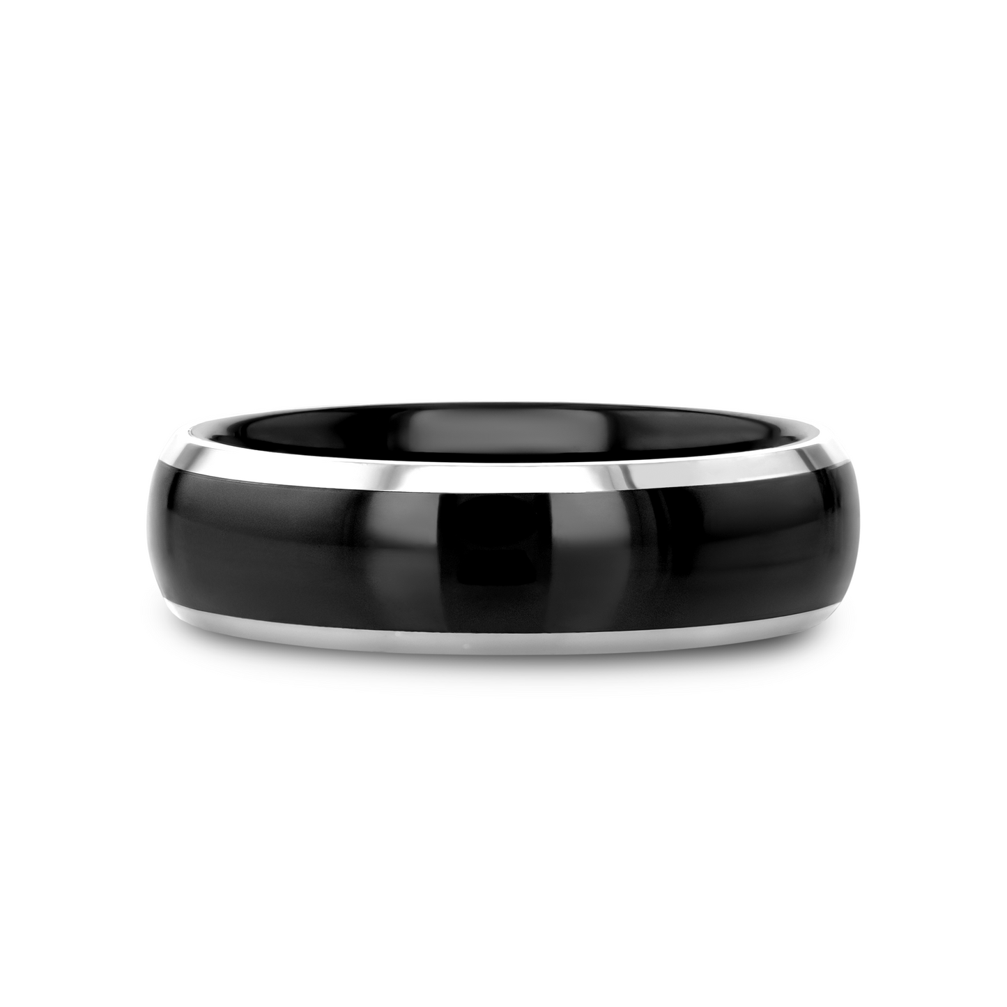 CARRERA Domed Black Ceramic and Tungsten Wedding Band - 6mm - 10mm
