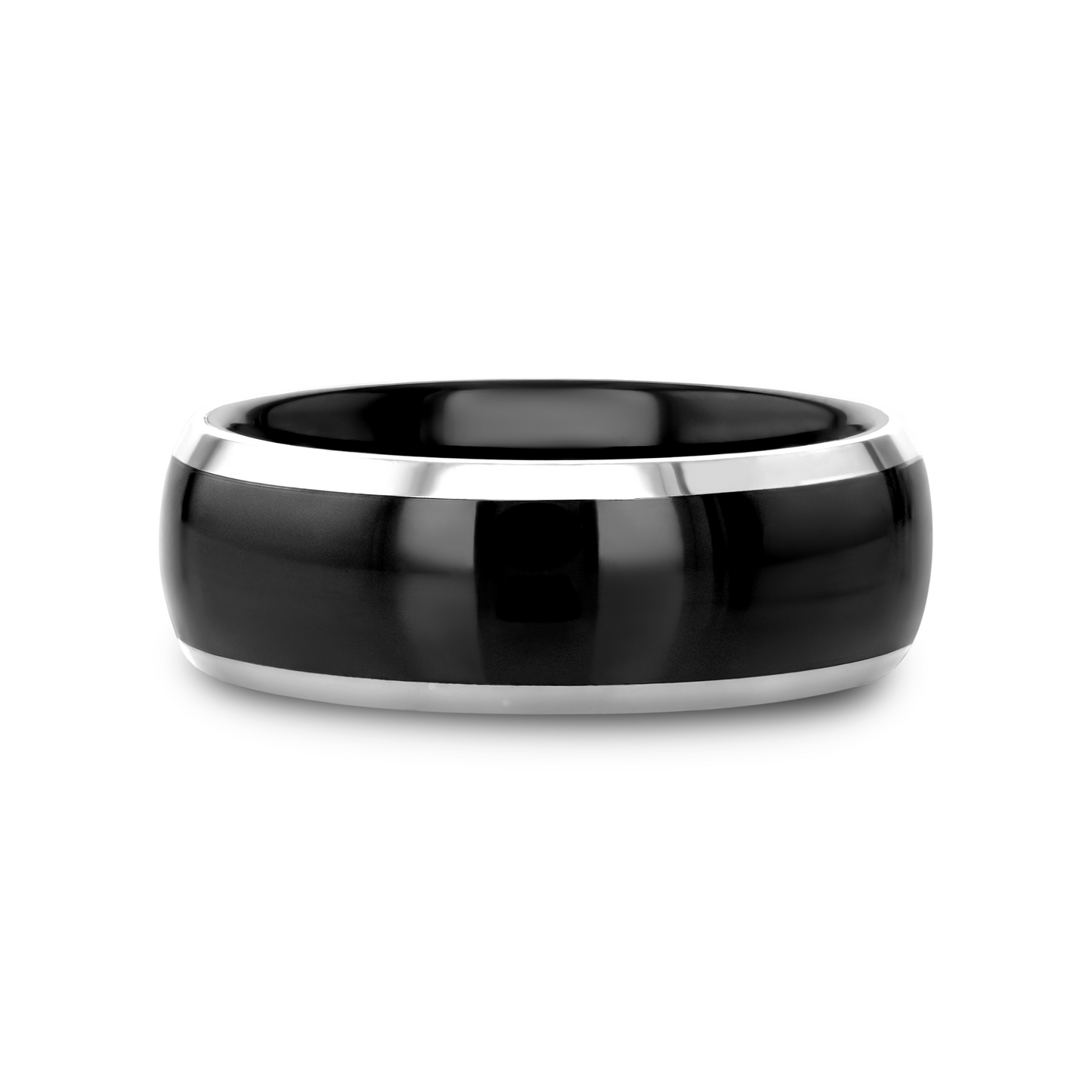 CARRERA Domed Black Ceramic and Tungsten Wedding Band - 6mm - 10mm