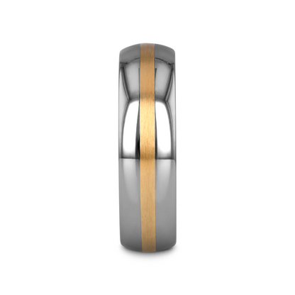 CENTURION 14K Gold Inlaid Domed Tungsten Ring 6mm or 8mm
