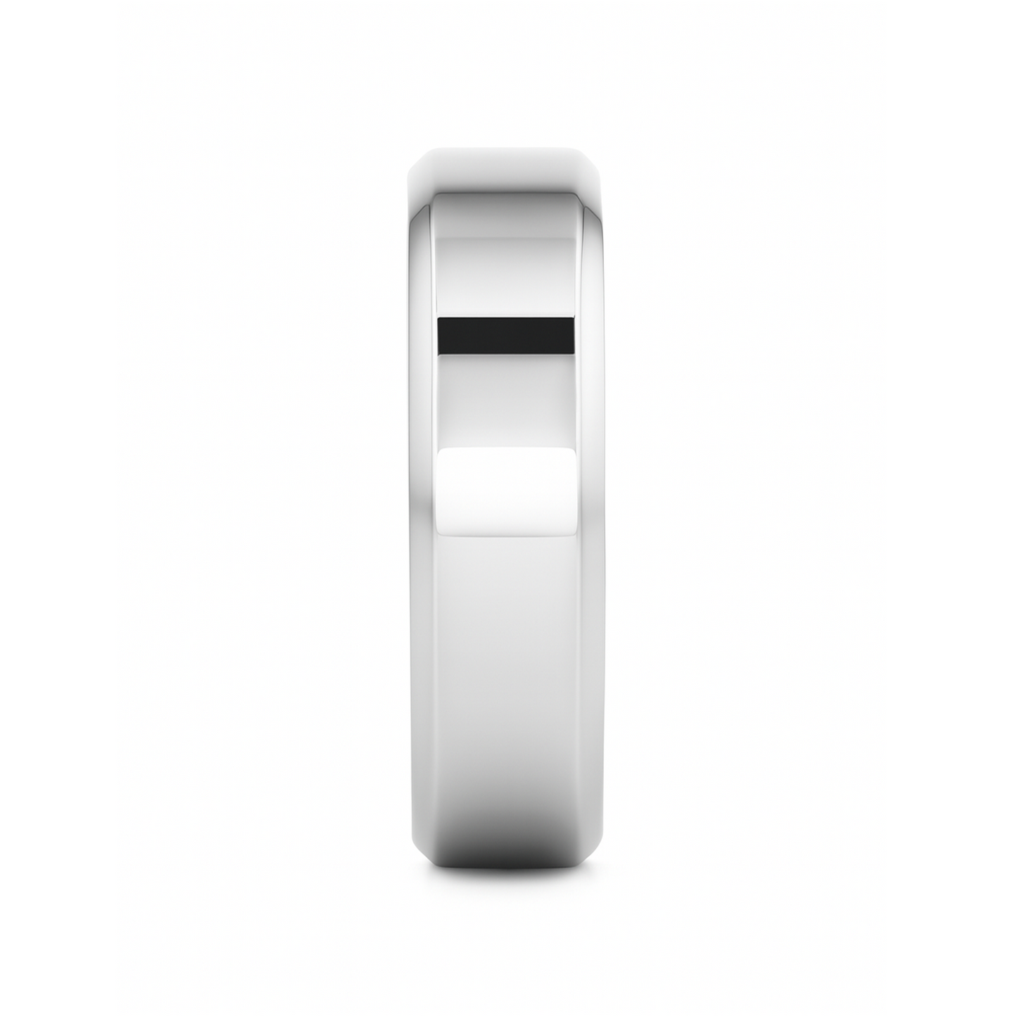 CORONAL Men’s Polished Finish Beveled Edges Titanium Wedding Ring with Raised Center - 6mm & 8mm