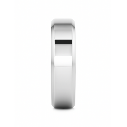 CORONAL Men’s Polished Finish Beveled Edges Titanium Wedding Ring with Raised Center - 6mm & 8mm