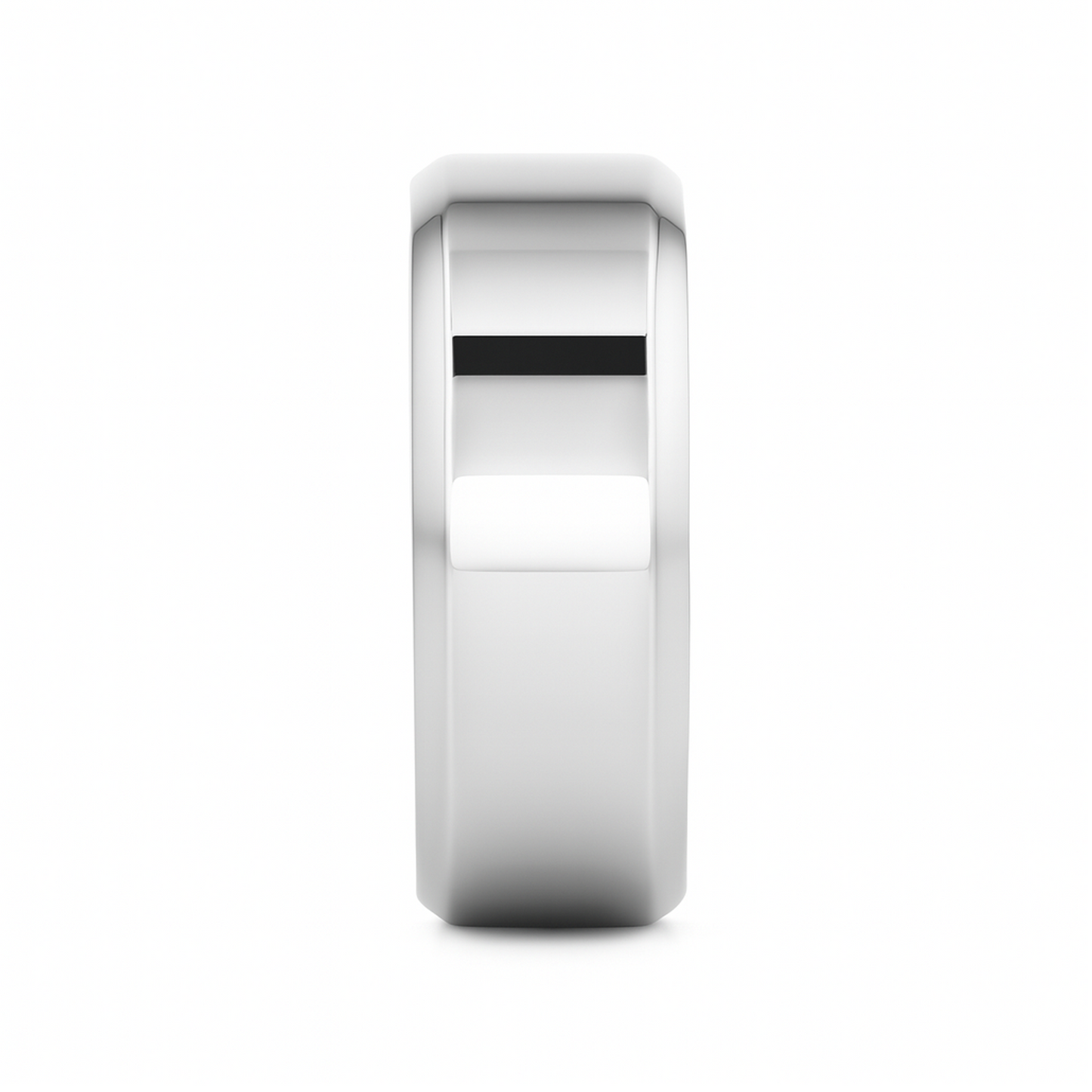 CORONAL Men’s Polished Finish Beveled Edges Titanium Wedding Ring with Raised Center - 6mm & 8mm