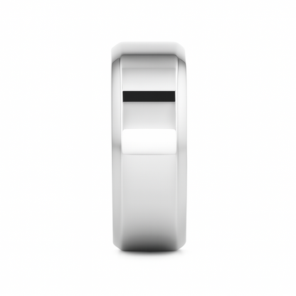 CORONAL Men’s Polished Finish Beveled Edges Titanium Wedding Ring with Raised Center - 6mm & 8mm