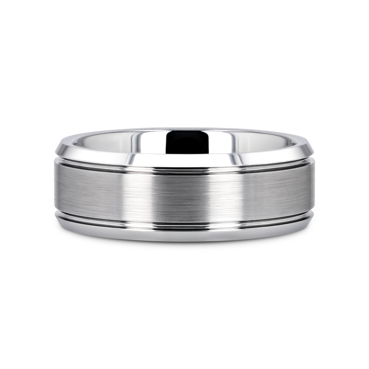 CRONUS Brushed Center with Polished Bevels Tungsten Wedding Band - 6mm & 8mm