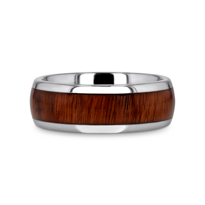 DALBERG Tungsten Carbide Rosewood Inlay Polished Finish Men’s Domed Wedding Ring - 8mm