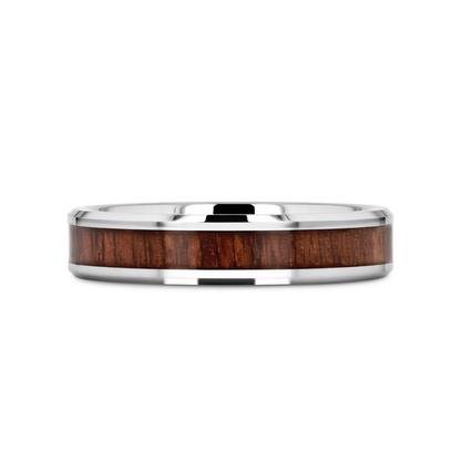 HALIFAX Tungsten Wedding Band with Bevels and Black Walnut Wood Inlay - 8mm - 12mm