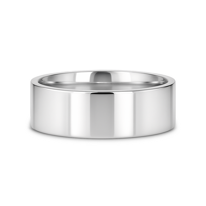 HARDY Polished Finish Flat Style Men’s Titanium Wedding Ring - 6mm & 8mm