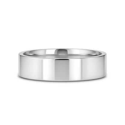 HARDY Polished Finish Flat Style Men’s Titanium Wedding Ring - 6mm & 8mm