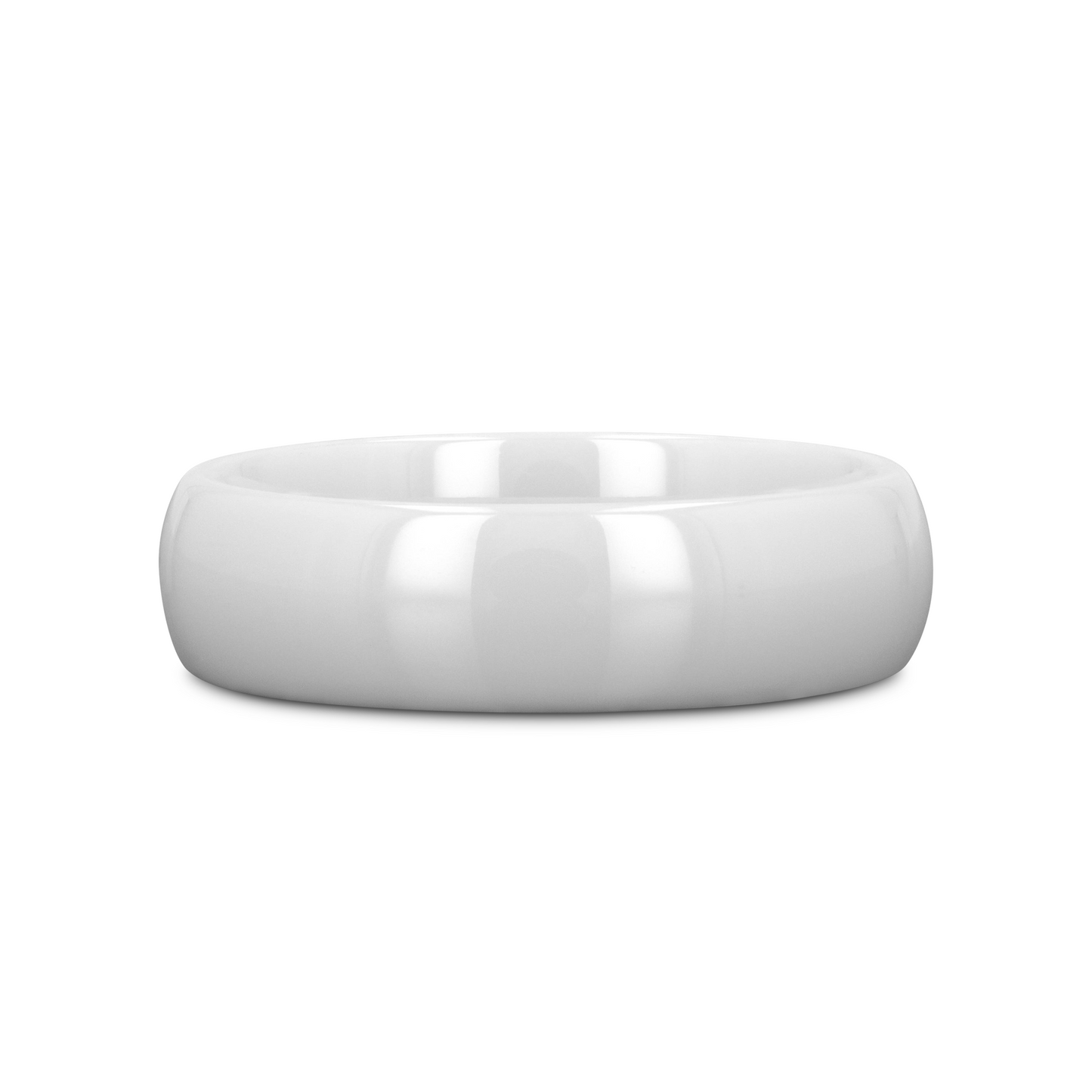 IVORY Domed Polish Finished White Ceramic Ring - 6mm & 8mm