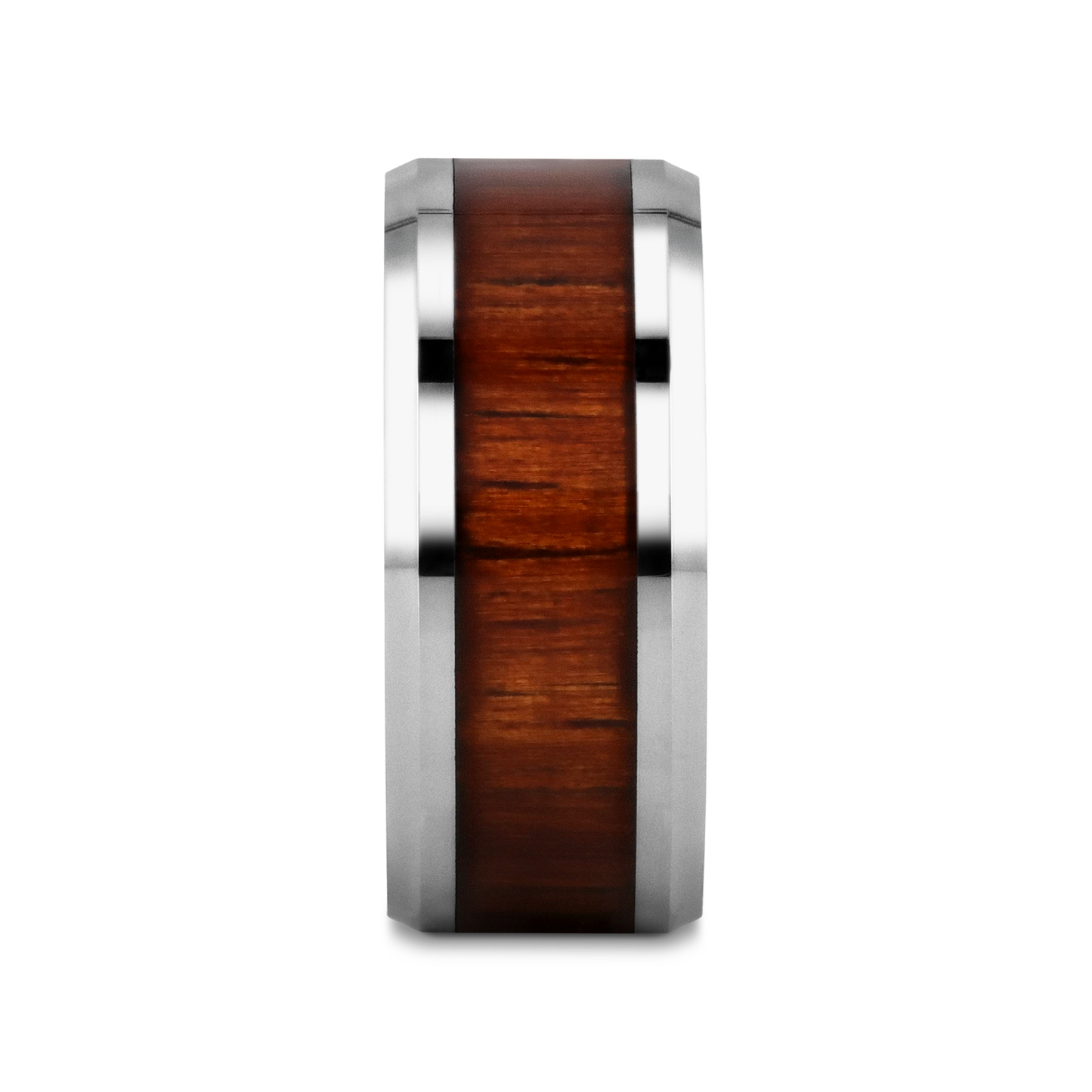 KONA Koa Wood Inlaid Tungsten Carbide Ring with Bevels - 8mm - 12mm