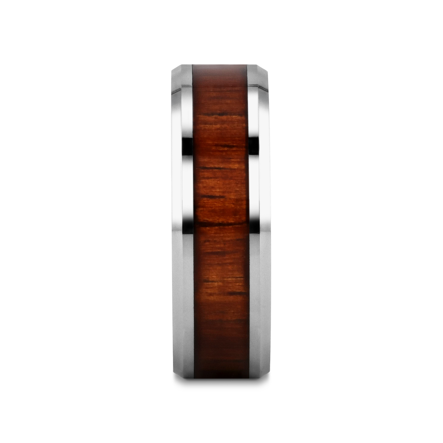 KONA Koa Wood Inlaid Tungsten Carbide Ring with Bevels - 4mm - 7mm