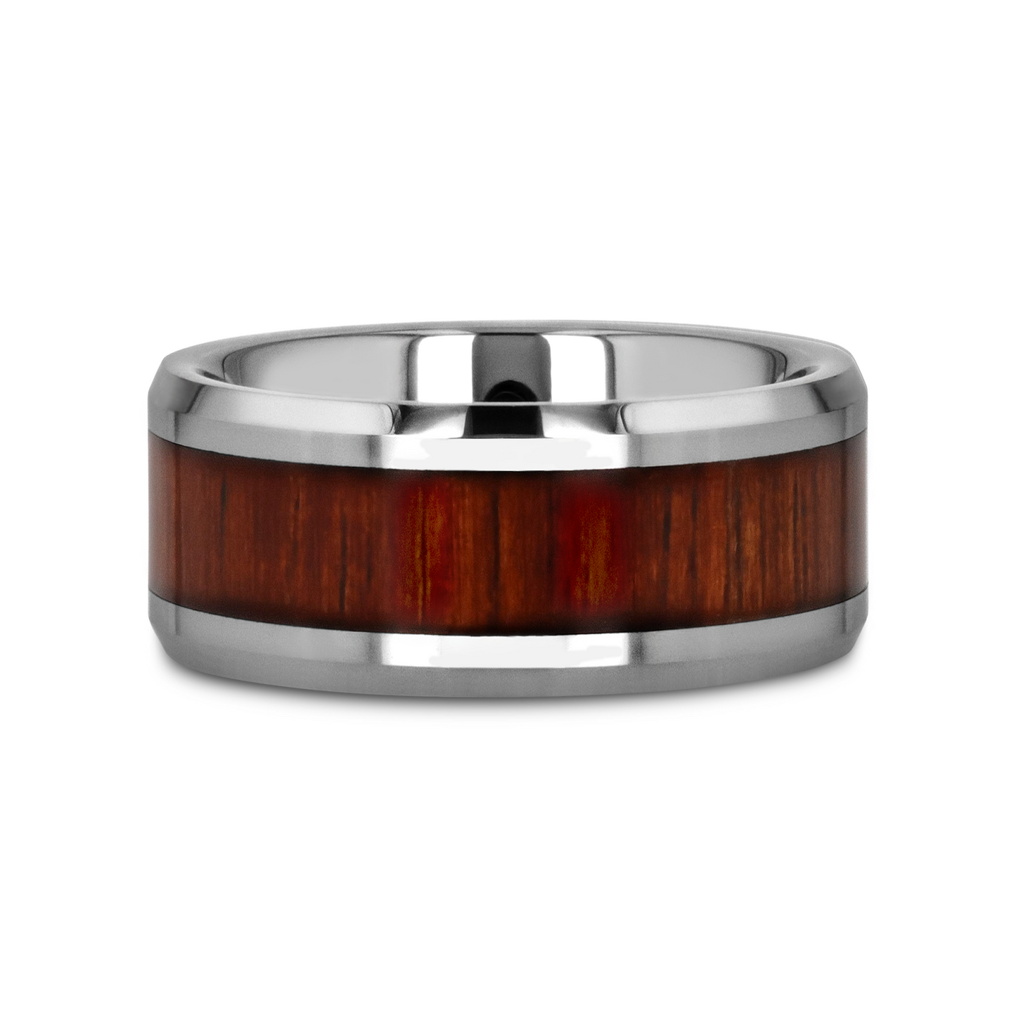 KONA Koa Wood Inlaid Tungsten Carbide Ring with Bevels - 8mm - 12mm