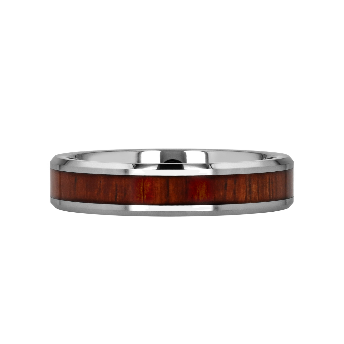 KONA Koa Wood Inlaid Tungsten Carbide Ring with Bevels - 4mm - 7mm